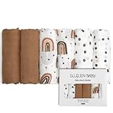 GLLQUEN BABY Musselintücher für Babys, 6 Stück Spucktücher aus Baumwolle 70 cm x 70 cm, saugfähig und atmungsaktiv und ideal zum Reinigen, Abwischen und Abdecken von Neugeborenen