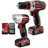 Einhell Akku-Bohrschrauber-Set TE-CD 12/1 Li +22+CL (Li-Ion, 12V, max 30 Nm, 2-Gang-Getriebe, inkl. 2x 2,0 Ah-Akku, Ladegerät, 22tlg. Bit-/Bohrer-Set, Akku-Lampe)
