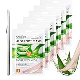 6 Paar Fußmaske, Hornhaut Socken,Feuchtigkeitsspendende Fussmaske,Fußpflege für Trockene Rissige Füße,Fusspflege Foot Peel Mask mit Pediküre Ausrüstung für Männer Frauen,Aloe Vera