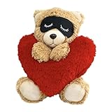 Generisch Weiches Plüschtierspielzeug, Plüschbär mit rotem Herz,Bär Plüsch Süße Plüschpuppen | Weiche und Bequeme Plüschkissen, Plüschkissen, Spielzeug für Freundin und Kinder, zum Valentinstag