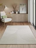 the carpet Everest - moderner Kurzflor Teppich Wohnzimmer Schlafzimmer mit Hoch-Tief-Effekt, 3D Effekt, hohe Flordichte und angenehm weich, Panglao Design, Creme, 80 x 150 cm