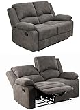 Zweisitzer-Sofa mit Tonnentaschenfederkern 148 cm breit, verstellbare 2er Couch durch praktische halbautomatische Relaxfunktion, Bezug Mikrofaser Vintage Anthrazit / 15130