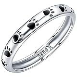 Pfotenabdruck Silberring für Haustierliebhaber Einfache Fingerzubehör Sterling Silber Cat Dog Design Juwely für Geburtstage und Feiertage