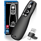 Kabellose Presenter USB C, 2-in-1 Typ C und USB-Empfänger Powerpoint, 2.4 GHz Präsentator Pointer Presenter, Pointer für Präsentationen für Windows XP 7/8/10/Mac/Linux/Android