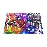 Gewebtes Tischset mit Spielewürfel-Set-Druck, personalisiertes Druckdesign für die Heim- und Hoteldekoration