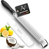 AVANA Zester Reibe aus Edelstahl mit Schutzabdeckung Käsereibe Fein Zitronenreibe Handreibe Parmesanreibe Ingwerreibe Muskatnuss Raspel Küchenreibe
