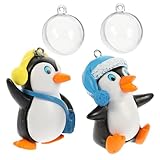LOORGVEL 4 Stück Schwimmende Pinguin Figuren Aquarium Deko Schadstofffrei Langlebig mit Verstellbarem Transparentem Draht und Schwimmendem Ball Dekorativ für Wohn Bürowassertanks