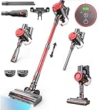 OLAYMEY Akku Staubsauger 50Min, Staubsauger Kabellos 45000Pa Super Leise Freistehend, Akkustaubsauger mit Anti-Tangle-Kabelloser Staubsauger für Tierhaare/Hartböden/Teppich/Auto/Zuhause, 2401