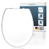 WC-Sitz mit Absenkautomatik | Abnehmbarer Klodeckel aus bruchsicherem Duroplast | DIY Montage mit Klebepads und Schablone| Toilettendeckel und Brille bis 200 kg belastbar | Weiß