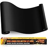 Dauerbackfolie für Backofen Hitzebeständig, 43x190cm Große Ofeneinlagen, Antihaft Teflon Backmatte, Backpapier Wiederverwendbar für Elektro- und Gasbackofen, BPA- und PFOA-frei, Schwarz