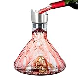 Dokeno Weindekanter, Weinkaraffe, Dekanter Rotwein, Weinbelüfter, Weinzubehör, Weingeschenk, Dekantierer Rotwein, Filter, Bleifreies, Kristallglas, 1.5L
