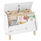 WOLTU Spielzeugkiste, Kindersitzbank mit Stauraum, Sitzbank für Kinder, Spielzeugtruhe mit Deckel, Spielkiste für Bücher Spielzeug, Krokodil-Design, 60x44x30 cm