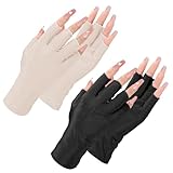 Sibba Fingerlose Handschuhe 2 Paar Baumwollfäustlinge für Trockene Hände Feuchtigkeitsspendend Schlafen Übernachten Fingerlose Maniküre Stoffhandschuhe Dünne Einlagen Feuchtigkeitslotion Nagelmaniküre