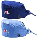 AIchenYW Schrubben Kappe mit Knöpfen langes Haar Chirurgen-Mütze Verstellbare Füllig Haarabdeckung verstellbar Baumwolle Hut Unisex Doktor Kappe Medizinische Kopfbedeckung (Multicolor, One Size)