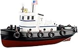 Playtastic Schiffsbausatz: 70-teiliger Schiff-Bausatz Schlepper aus Holz (Spielzeug Holzboot selber Bauen, Schiff Spielzeug, Modellbausatz Schiffe)