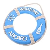 MAGICLULU Mediterraner Holz Rettungsring Wandbehang Nautische Wanddekoration Lebensretter Deko für Wohnzimmer Bar Kindergarten Einfache Montage Strandmotiv