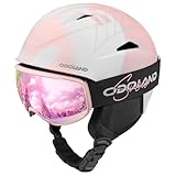 Odoland Skihelm mit Skibrille für Skifahren und Snowboard, Einstellbare Größenverstellbar, mit Ohrenschützern für Männer Frauen und Jugendliche