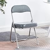 Klappstuhl Camping Leicht Tragbar Platzsparend Klappstühle Gepolstert Klein Küchenhocker mit Lehne für Partys, Hochzeiten, Picknick Büro, Hochzeit(Chrome)