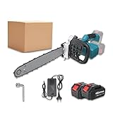 Heckenschere, 16-Zoll-2500-W-Elektro-Kettensäge, kabellos, 2 Akkus, leistungsstarker Motor, Garten-Holzbearbeitungs-Schneidwerkzeugmaschine(2 Battery)