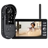 TKMARS Kabellose Türklingelkamera, wasserdicht, mit 4,3-Zoll-Innenbildschirm, Dual-Audio und -Aufnahme, Video-Gegensprechanlage ohne WLAN/App, Video-Türsprechanlage für Zuhause