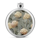 Hydrangea Clusters Edelstahl-Flachmann für Likör, runde Tasche, tragbare Weinflasche für Getränke, 142 ml
