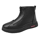 Generisch Schneestiefel Damen Wasserdicht Und Gefüttert,Retro Baumwollschuhe Damen Flach,Dicke Sohle rutschfest Winter Fleece Gefütterte Größe Große Bequeme Schlupfstiefeletten