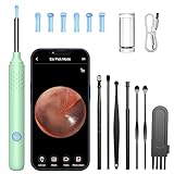 Ohrenschmalz Entferner Otoskop, LMECHN WiFi Ohrenreiniger mit 6 LEDs, 1920P Ohrreiniger für Erwachsene mit 3,5mm Linse, IP67 Wasserdicht Ohrreiniger für iPhone, iPad und Android-Smartphones(Grün)