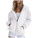 Sweatjacke Damen Oversize Pullover Sweatshirt Jacke Mit Kapuze Sportjacke Damen Zipper Hoodie Kapuzenjacke Langarm Sweatshirt Sport Style Casual Kapuzenpullover Mit Reißverschluss