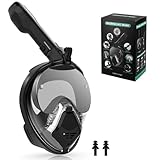 Zikenis Schnorchelmaske, Tauchmaske Vollmaske, Anti-Fog CO2-Sicher Schnorchelausrüstung,für Jugendliche Und Erwachsene, Schnorchelset Alternative(Schwarz) (L-XL)