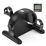 RYGEO Mini-Pedal-Trainer Fahrrad Tragbarer Pedal-Trainer Beine und Arme Fitness-Radfahren mit LCD-Display für Senioren-Reha, Unter-Schreibtisch-Fahrrad Schwarz