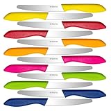 Targzier Frühstücksmesser Set 12-teilig, Brötchenmesser Wellenschliff,Bunt Brotzeitmesser,Tomatenmesser,Buttermesser,Scharfes tafelmesser wellenschliff,Spezialklingenstahl,Spülmaschinenfest,Multicolor
