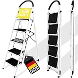 𝐂𝐑𝐀𝐅𝐓𝐅𝐔𝐋𝐋 Trittleiter CF-130A | 𝟑 𝐉𝐀𝐇𝐑𝐄 𝐆𝐀𝐑𝐀𝐍𝐓𝐈𝐄 - 2-5 Stufen Leiter - Klapptritt - Treppenleiter - Klappleiter - Haushaltsleiter - Stehleiter - Mehrzweckleiter (5 Stufen)