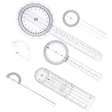 HOMSFOU 6pcs Goniometer 6 8 12 Zoll Spinal Goniometer Winkelmesser Lineal Berufs Winkelmesser Werkzeug Finger Goniometer Kunststoff 360 Grad Universal