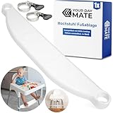 Hochstuhl Fußablage, 1 Set, in Weiß, kompatibel mit IKEA Antilop, Höhen-verstellbar mit Schellen Befestigung am Stuhlbein, Kinderhochstuhl Fußstütze, Sitzerhöhung Babyhochstuhl, Stuhl Kind Fussauflage