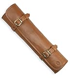 Angus Stoke Messertasche Leder Köche 7-Fach Echt-Leder Kochmesserrolle groß – Messer Tasche Kochmesser - Kochtasche Sam (Braun)