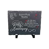 Schiefertafel zum 65. Hochzeitstag – Handgefertigtes Natursteinschild mit Ständer – romantisches Andenken für 65. Hochzeitstag – 23.725 Tage der Liebe – Forever in Love Design – 20 cm x 15 cm