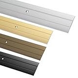 Gedotec Übergangsprofil zum Schrauben Alu Silber 200 cm | Länge 1 m Breite 37 mm | 1 Stk Übergangsschiene für Fußböden - Aluminium Boden-Leiste | Übergangsleiste gelocht | Bodenprofil für Türschwelle