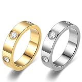 XUZOPIM 1 Paar Zirconia Promise Ring, Engagement Ring For Women, Wedding Ring For Women, Freundschaftsringe, Women'S Stainless Steel Ring, Valentine'S Day, Birthday, Mother'S Day Gifts For Women