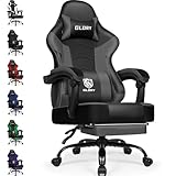 minnouat Gaming Stuhl, Bürostuhl Ergonomisch mit Teleskopische Fußstütze, Gaming Chair mit Kopfstütze und Lendenwirbelstütze,Gaming Sessel gepolstert 150 kg, höhenverstellbarer Gamer Stuhl,Grau