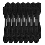 14 Stränge Schwarzer Stickgarn Set, 120 Yards Stickgarn Baumwolle Strickgarn Kreuzstich Garn Ideal für Freundschaftsarmbänder und Stickarbeiten