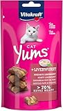 Vitakraft Cat Yums, Katzensnack, mit herzhafter Leberwurst, extra fleischig, mit sichtbarer Füllung, im wiederverschließbaren Beutel, ohne Zusatz von Zucker und Getreide (1x 40g)