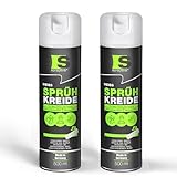 Spraytive 2 x 500ml Sprühkreide weiß - Abwaschbare leuchtende Kreidefarbe, Outdoor Kreidespray, Bodenmarkierung, Temporäres Markierungsspray, Farbspray für Asphalt, Gras, Beton