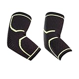 Sport-Ellbogenschützer 2 Stücke Sport Ellenbogenbandage Unterstützung Armmanschette Pads Strap Arthritis Schutz Bandage Wrap Band Gym Gestrickte Ellenbogenschützer for Männer und Frauen(Green,L)