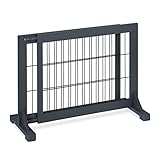 Relaxdays Absperrgitter, ausziehbares Schutzgitter, Treppe & Tür, HxB: 56 x 70-108 cm, freistehend, Kinder & Hunde, grau