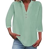 Musselin Bluse Damen Langarm mit V-Ausschnitt: Lässig Elegant für Sommer – Solide Oberteile & Tuniken inklusive Tasche || 100% Baumwolle
