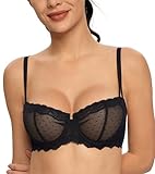 DotVol Damen Spitze Balconette BH Push Up Ungepolste Unterwäsche Convertible Multiway Bra Große Größen(Schwarz, 85B)