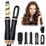 Anluomania Warmluftbürste Set, Airstyler Set 1000W, Air styler, Hair Styler mit 5 Ersatz, Haarstyler, Hairstyler, Airflow Lockenstab, Haartrockner, Föhnbürste für Glätten, Trocknen, Volumen, Locken