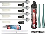 TOX Thermo Proof 12x400mm Markisenbefestigung Edelstahl A4 Set, Wärmebrückenfreie Schwerlast-Montage, WDVS Abstandsmontage mit Liquix Pro 1 und Reinigungsbürste und Dichtmittel (4x 12x400mm SET)