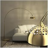 tectake® Bogenleuchte, Bogenlampe, Stehlampe Wohnzimmer, Esszimmer Lampe modern, Schirm Lampe hängend, Retro Vintage Optik., Lampe Esszimmer, Standleuchte Wohnzimmer, Standlampe, Boho Lampe - gold