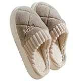 ZSHDTKWB Plüsch Hausschuhe Winter Home Komfort Und Wärme Damen Baumwollpantoffeln Eva Weiche Sohle Und Fleece Farbige Baumwollschuhe-kaffeefarbe-36-37